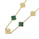 Van Cleef & Arpels Diamond Malachite Vintage Alhambra Long 20 Motif Necklace