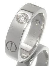 Cartier 3P Half Diamond 18KT Whitw Gold Love Ring #53/ US 6.25