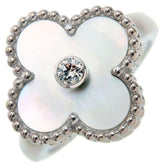 Van Cleef & Arpels Diamond Mother of Pearl Alhambra Ring Size 51/ US 5.5