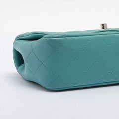 CHANEL Teal Blue Quilted Lambskin Leather Mini Bag