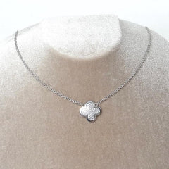 Van Cleef & Arpels Diamond Pure Alhambra 18Kt White Gold Large Version Necklace