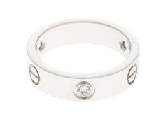 Cartier 3P Half Diamond 18KT White Love Ring Size 57/ 8