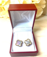 18KT Gold Mother of Pearl Clover Earrings