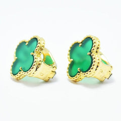 Rare Van Cleef & Arpels Chalcedony Vintage Alhambra 18KT Yellow Gold Earrings
