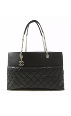 CHANEL Timeless CC Black Lambskin Tote Shoulder Handbag