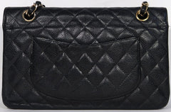 CHANEL Black Caviar Leather Gold Hardware Double Flap Bag