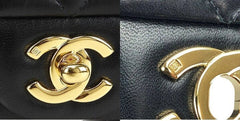 Vintage CHANEL Black Lambskin Gold Hardware Medium Double Flap Bag