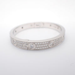Cartier Full Diamond-Paved 18KT White Gold Love Bracelet, Size 16