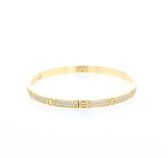 Cartier Diamond-Paved Love Bracelet, Small Model, Size 17, W/ Certificate