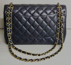 CHANEL Black Caviar Gold Hardware Jumbo 30cm Double Flap Bag