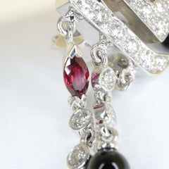 Rare Cartier Du Dragon Diamond Ruby Onyx Dangle Earrings