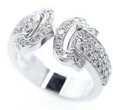 Cartier C de Cartier Diamond Paved 18KT White Gold Double C Ring Size 5