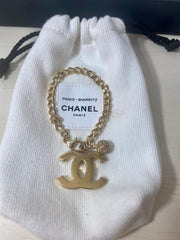 CHANEL Vintage CC Logo 24KT Gold Plated Bracelet w/ Charm