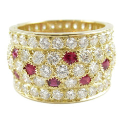 Cartier Nigeria Diamond Paved Ruby 18KT Yellow Gold Ring Size 57