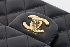 CHANEL Black Lambskin Medium GHW Double Flap Bag