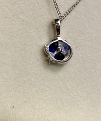 CHANEL Comete Diamond Sapphire 18KT White Good Pendant Necklace