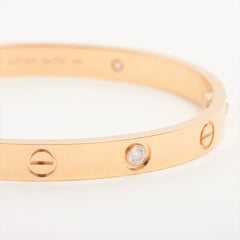 Cartier 4 Diamond 18KT Rose Gold Love Bracelet, Size 17, New Screw Model