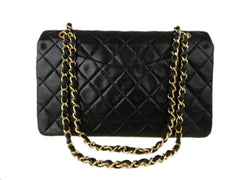 CHANEL Black Lambskin 25 Double Flap Gold Hardware Bag