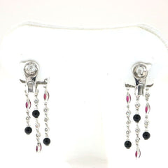 Rare Cartier Du Dragon Diamond Ruby Onyx Dangle Earrings