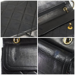 CHANEL Black Lambskin 25 Double Flap Handbag