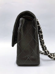 CHANEL CC Black Lambskin Double Flap Silver Hrdware Quilted Handbag