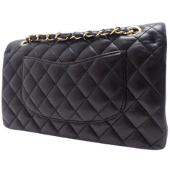 CHANEL Black Quilted Lambskin Double Flap 25 Shoulder Handbag