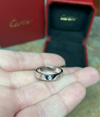 Cartier 1P Diamond 18KT White Gold Wedding/Mini Love Ring #52/ US 6