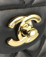 CHANEL Black Lambskin GHW 25 Double Flap Handbag