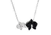 Cartier Caresse D’Orchidees Diamond & Black Onyx Flower Necklace / Pendant