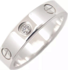 Cartier 1P Diamond Wedding 18KT White Gold Love Ring Size 54