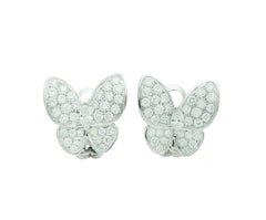 Van Cleef & Arpels Two Butterfly Diamond Paved Earrings VCA