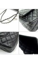 CHANEL CC Embellishments Double Flap Black Caviar Handbag