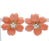 Van Cleef & Arpels Coral & Diamond Rose de Noel Ear Clips