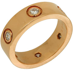 Cartier 6P Full Diamond 18KT Rose Gold Love Ring Size 5.75