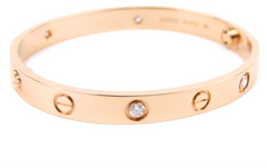 Cartier 4P Half Diamond 18KT Rose Gold Love Bracelet #16