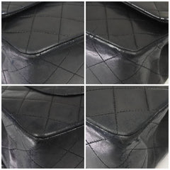 CHANEL Black Lambskin 25 Double Flap Handbag