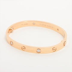 Cartier 4 Diamond 18KT Rose Gold Love Bracelet, Size 17, New Screw Model