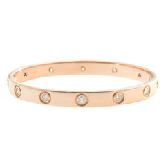 Cartier 10P Full Diamond 18KT Rose Gold Love Bracelet Size 16