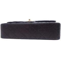 CHANEL Black Quilted Lambskin Double Flap 25 Shoulder Handbag