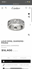 Cartier Full Diamond Paved 18KT White Gold Love Ring Size 58