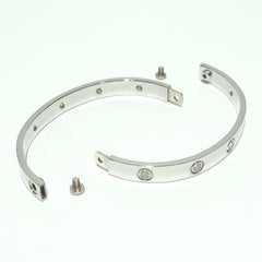 Cartier 10 Diamond 18KT White Gold Love Bracelet, Size 17 w/ Certificate