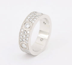 Cartier Full Diamond Paved 18KT White Gold Love Ring Size 58