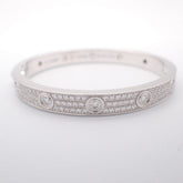 Cartier Full Diamond-Paved 18KT White Gold Love Bracelet, Size 16
