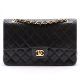 CHANEL Black Lambskin 25 Double Flap Handbag