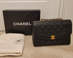 CHANEL Caviar Diana Classic Flap 24KT Gold Hardware Handbag