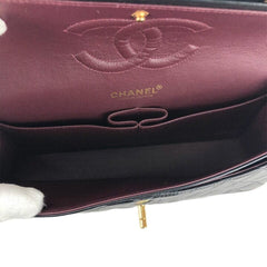 Vintage CHANEL Black Lambskin Gold Hardware Medium Double Flap Bag