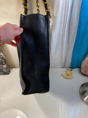 CHANEL XL Gold Hardware GST Tote Black Lambskin Bag