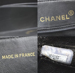 CHANEL Turn Lock Black Lambskin Tote Handbag