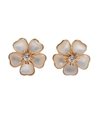 Van Cleef & Arpels Mini Nerval Diamond Mother of Pearl Earrings