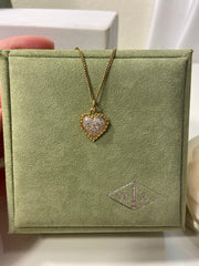 Van Cleef & Arpels VCA Diamond Paved Heart Puffy Necklace